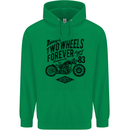 Two Wheels Forever Motorcycle Cafe Racer Mens 80% Cotton Hoodie Irish Green