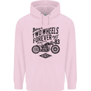 Two Wheels Forever Motorcycle Cafe Racer Mens 80% Cotton Hoodie Light Pink