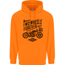 Two Wheels Forever Motorcycle Cafe Racer Mens 80% Cotton Hoodie Orange