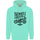 Two Wheels Forever Motorcycle Cafe Racer Mens 80% Cotton Hoodie Peppermint