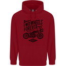 Two Wheels Forever Motorcycle Cafe Racer Mens 80% Cotton Hoodie Red