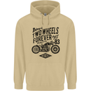 Two Wheels Forever Motorcycle Cafe Racer Mens 80% Cotton Hoodie Sand