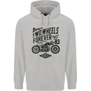 Two Wheels Forever Motorcycle Cafe Racer Mens 80% Cotton Hoodie Sports Grey