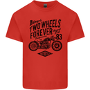 Two Wheels Forever Motorcycle Cafe Racer Mens Cotton T-Shirt Tee Top Red