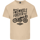 Two Wheels Forever Motorcycle Cafe Racer Mens Cotton T-Shirt Tee Top Sand