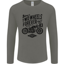 Two Wheels Forever Motorcycle Cafe Racer Mens Long Sleeve T-Shirt Charcoal