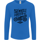 Two Wheels Forever Motorcycle Cafe Racer Mens Long Sleeve T-Shirt Royal Blue