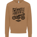Two Wheels Forever Motorcycle Cafe Racer Mens Sweatshirt Jumper Caramel Latte