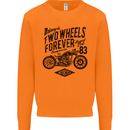 Two Wheels Forever Motorcycle Cafe Racer Mens Sweatshirt Jumper Orange