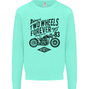 Two Wheels Forever Motorcycle Cafe Racer Mens Sweatshirt Jumper Peppermint