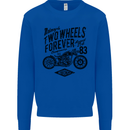 Two Wheels Forever Motorcycle Cafe Racer Mens Sweatshirt Jumper Royal Blue