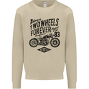 Two Wheels Forever Motorcycle Cafe Racer Mens Sweatshirt Jumper Sand