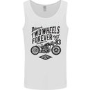 Two Wheels Forever Motorcycle Cafe Racer Mens Vest Tank Top White