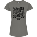 Two Wheels Forever Motorcycle Cafe Racer Womens Petite Cut T-Shirt Charcoal