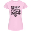 Two Wheels Forever Motorcycle Cafe Racer Womens Petite Cut T-Shirt Light Pink