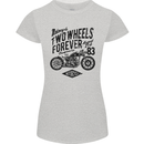 Two Wheels Forever Motorcycle Cafe Racer Womens Petite Cut T-Shirt Sports Grey