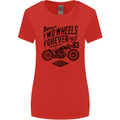 Two Wheels Forever Motorcycle Cafe Racer Womens Wider Cut T-Shirt Red