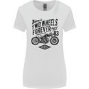 Two Wheels Forever Motorcycle Cafe Racer Womens Wider Cut T-Shirt White
