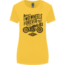 Two Wheels Forever Motorcycle Cafe Racer Womens Wider Cut T-Shirt Yellow