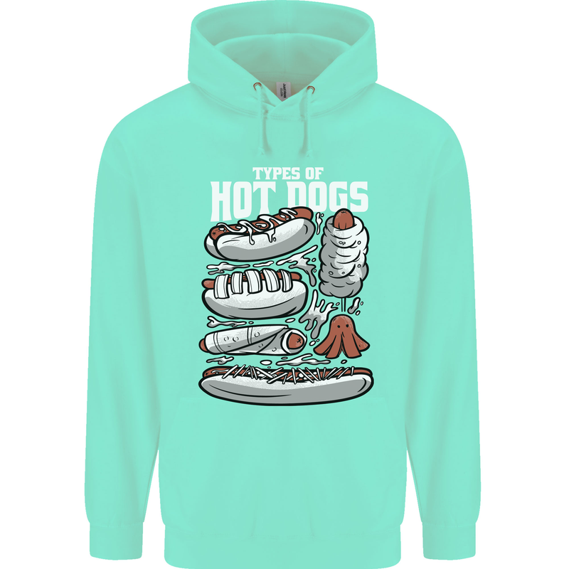 Types of Hot Dogs Fast Food Funny Childrens Kids Hoodie Peppermint
