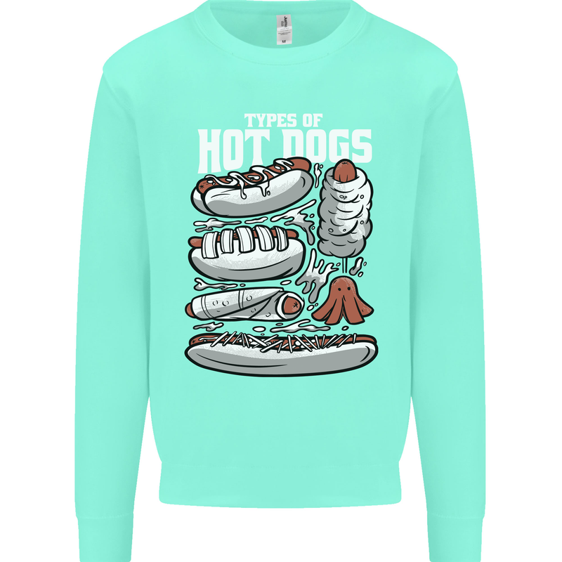 Types of Hot Dogs Fast Food Funny Kids Sweatshirt Jumper Peppermint