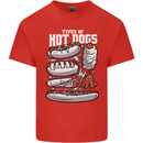 Types of Hot Dogs Fast Food Funny Kids T-Shirt Childrens Red