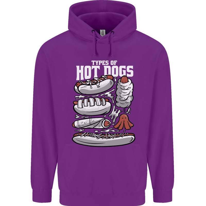 Types of Hot Dogs Fast Food Funny Mens 80% Cotton Hoodie Purple