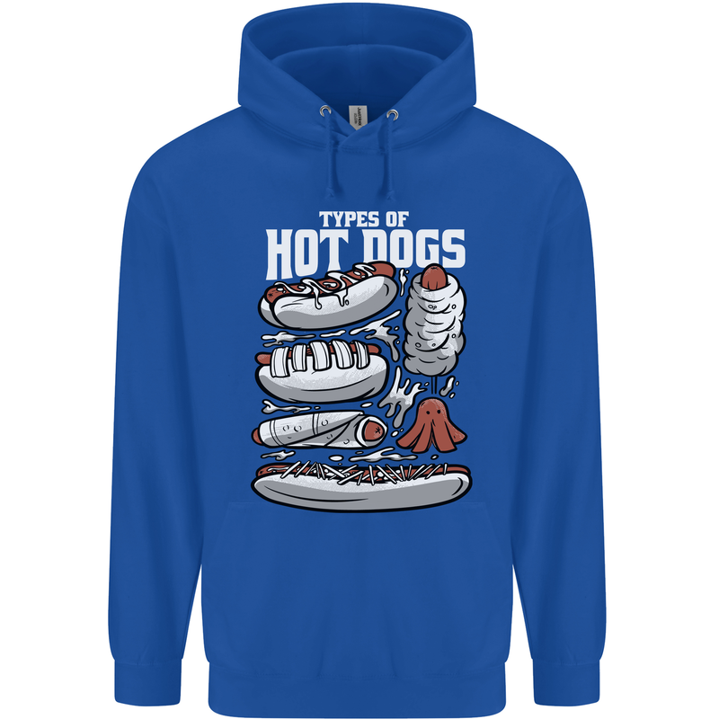 Types of Hot Dogs Fast Food Funny Mens 80% Cotton Hoodie Royal Blue