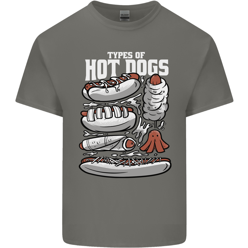 Types of Hot Dogs Fast Food Funny Mens Cotton T-Shirt Tee Top Charcoal