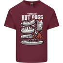 Types of Hot Dogs Fast Food Funny Mens Cotton T-Shirt Tee Top Maroon