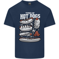 Types of Hot Dogs Fast Food Funny Mens Cotton T-Shirt Tee Top Navy Blue