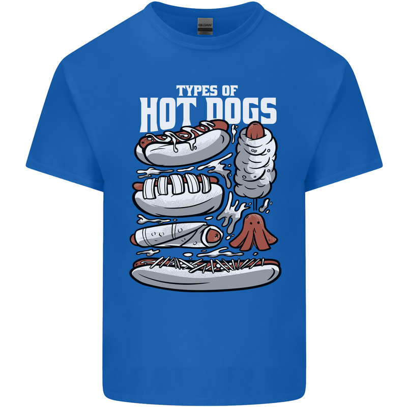 Types of Hot Dogs Fast Food Funny Mens Cotton T-Shirt Tee Top Royal Blue