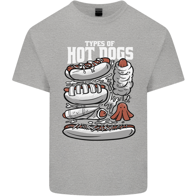 Types of Hot Dogs Fast Food Funny Mens Cotton T-Shirt Tee Top Sports Grey