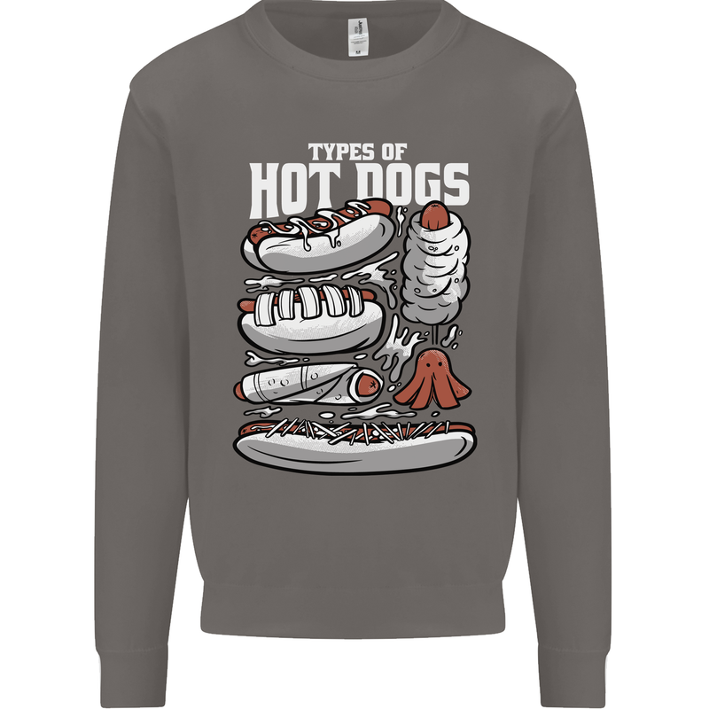 Types of Hot Dogs Fast Food Funny Mens Sweatshirt Jumper Charcoal