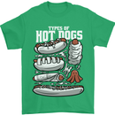 Types of Hot Dogs Fast Food Funny Mens T-Shirt 100% Cotton Irish Green