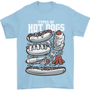Types of Hot Dogs Fast Food Funny Mens T-Shirt 100% Cotton Light Blue