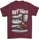 Types of Hot Dogs Fast Food Funny Mens T-Shirt 100% Cotton Maroon