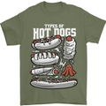 Types of Hot Dogs Fast Food Funny Mens T-Shirt 100% Cotton Military Green