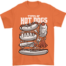 Types of Hot Dogs Fast Food Funny Mens T-Shirt 100% Cotton Orange