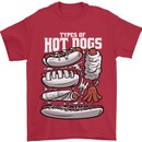 Types of Hot Dogs Fast Food Funny Mens T-Shirt 100% Cotton Red