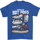 Types of Hot Dogs Fast Food Funny Mens T-Shirt 100% Cotton Royal Blue