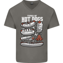 Types of Hot Dogs Fast Food Funny Mens V-Neck Cotton T-Shirt Charcoal
