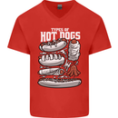 Types of Hot Dogs Fast Food Funny Mens V-Neck Cotton T-Shirt Red