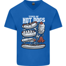 Types of Hot Dogs Fast Food Funny Mens V-Neck Cotton T-Shirt Royal Blue