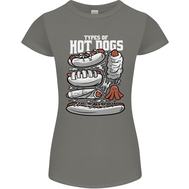 Types of Hot Dogs Fast Food Funny Womens Petite Cut T-Shirt Charcoal