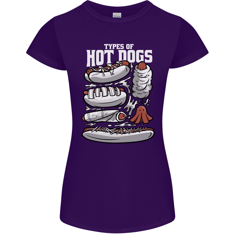Types of Hot Dogs Fast Food Funny Womens Petite Cut T-Shirt Purple