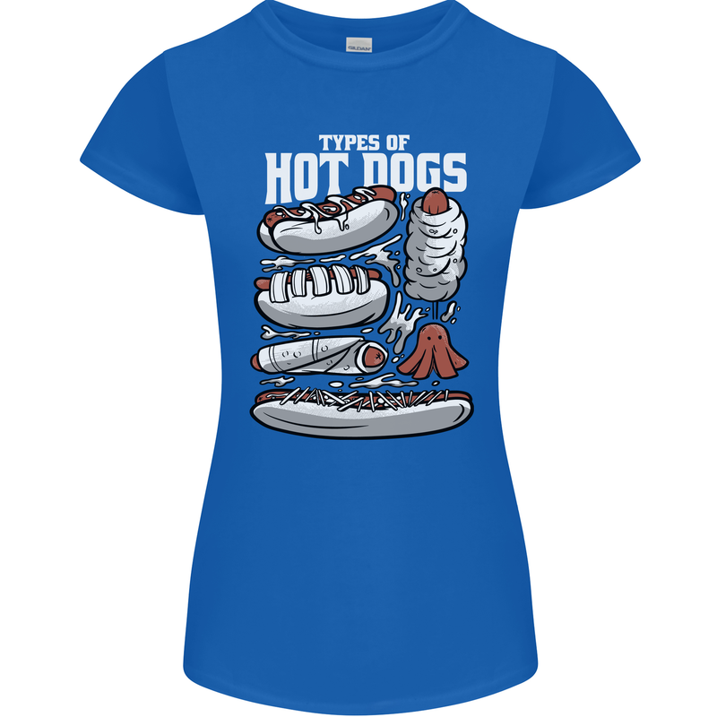 Types of Hot Dogs Fast Food Funny Womens Petite Cut T-Shirt Royal Blue