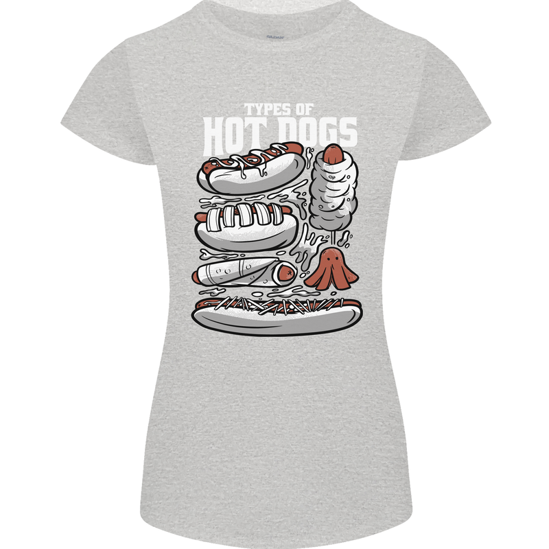 Types of Hot Dogs Fast Food Funny Womens Petite Cut T-Shirt Sports Grey