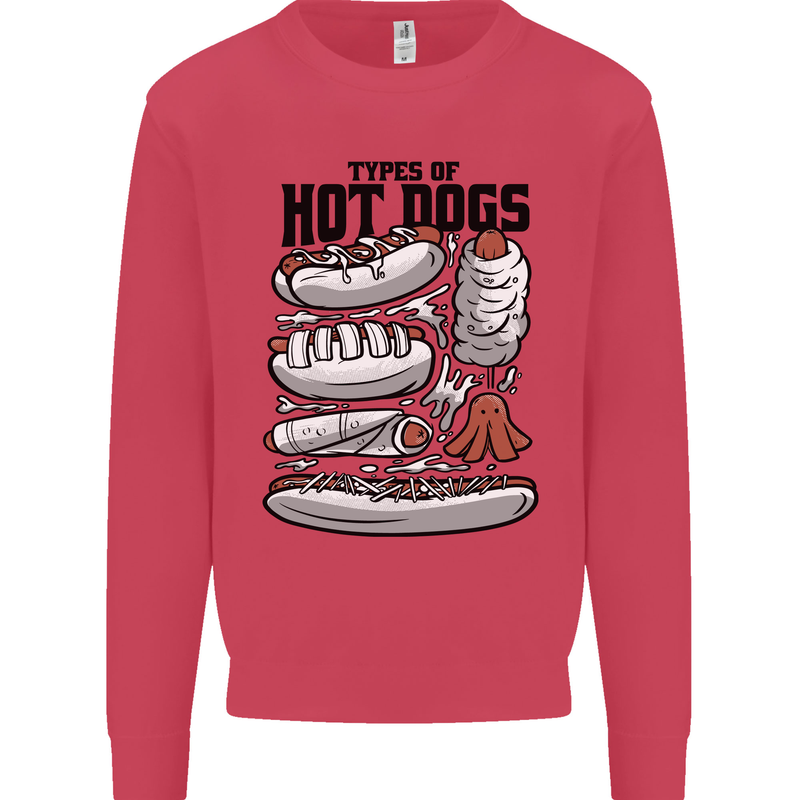 Types of Hot Dogs Funny Fast Food Kids Sweatshirt Jumper Heliconia