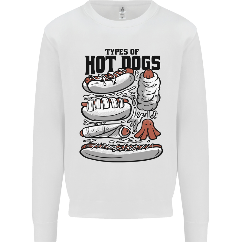 Types of Hot Dogs Funny Fast Food Kids Sweatshirt Jumper White